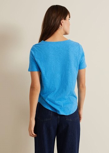 Phase Eight Elspeth V Neck T Shirts Blue Australia | CF7896145